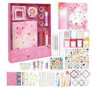 wiksite DIY Journal Set with 2 Notebooks, Scrapbook Kit Stationery Sets for Girls, Personalised Alphabet Stickers, Creative Art Craft Kit Gifts for Age 8 9 10 11 12 13 14, Purple Stationery Gift Box