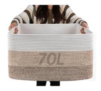 wiksite Large Woven Storage Baskets, 70L Laundry Basket with Handle, Blanket Basket Living Room, Cotton Rope Toy Storage Bin for Dirty Clothes, Toy Organizer for Kids Room, Playroom, Nursery