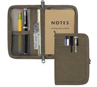 WIKSRY Journal Cover for Field Notes & Moleskine Cahier with YKK Zipper, 3.5"x5.5" Waxed Canvas Notebook Cover with Pen Holder, Water Resistant Travel Planner Cover for Daily Use (Olive)