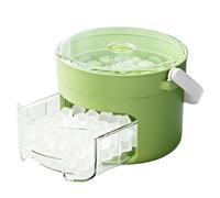 Wilafury 25 Cube Ice Maker, Portable Ice Cube Container with Lid, Handled Press-Type Tray with Scoop and Bin for Whiskey, Cocktail, Green