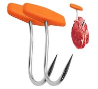 Wilafury 2PCS Meat Hook for Butchering 5 inch T-Shaped Meat Hooks with Handle Stainless Steel Butcher Shop Tool Kit