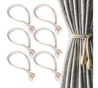 Wilafury 6Pcs Magnetic Curtain Tiebacks, Adjustable Flower Curtain Holdbacks for Home, Office & Window Curtains, 19 Inch