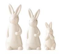 Wilafury Ceramic Bunny Rabbits Statues, 3Pcs Easter Bunny Figurines White Modern Tabletop Art Home Statues Easter Decorations Rabbit Figurines