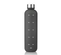 Wilafury Drinking Bottle, 1L Leak-proof Frosted Water Bottle with Time Markings, for Fitness Camping Sports, Black
