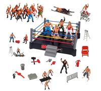 Wilafury Wrestling Ring Playset with Spring, Loaded Mat and Flexible Ropes Fighting Toys Wrestling Rules Ring Toy for Action Figures, Kids and Collectors, Square