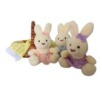 Wilberry Bunnies Picnic Set - Soft Toy Bundle with 3 Mini Bunnies & Picnic Basket - Plush Playtime Set for Children - Lightweight & Child-Safe - Ages 12 Months and above