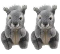 Wilberry - Mini Grey Squirrel Soft Toy - Small Cuddly plush toy, Perfect Birthday present for Animal fans - 15cm - WB005049 (Pack of 2)