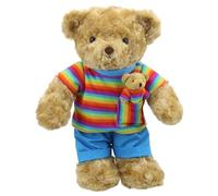 Wilberry Rainbow Dressed Bear Toy - Soft, Colourful, Cuddly Plush Companion with Mini Bear Friend in Pocket - Unisex Gift for Boys & Girls 12 Months & Up - Encourages Imaginative Play - 40cm