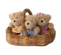 Wilberry Teddy Bears’ Picnic Set - Soft Toy Bundle with 3 Mini Teddy Bears & Picnic Basket - Plush Playtime Set for Children - Lightweight & Child-Safe - Ages 12 Months and above