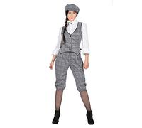 WILBERS & WILBERS 20s Women's Glencheck Suit Knickerbocker Black and White Vest Flat Cap, black, 36