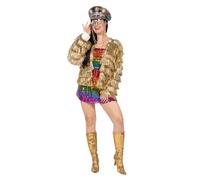 WILBERS & WILBERS 4498-28-L/XL Partyjacke für Silvester mit Glitzerfransen Party Jacket for Festival/New Year's Eve with Glitter Fringe, Gold, L-XL