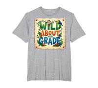 Wild About 4th Grade Jungle Adventure School, 4th Grade T-Shirt, Men's Big and Tall, Heather Grey, 3X Tall
