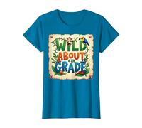 Wild About 4th Grade Jungle Adventure School, 4th Grade T-Shirt, Women, Sapphire, 3XL