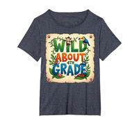 Wild About 4th Grade Jungle Adventure School, 4th Grade T-Shirt, Women's Plus, Heather Blue, 3X
