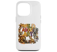 Wild About Art Cubism Safari Animals Kids School Art Teacher Case for iPhone 13 Pro