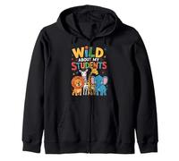 Wild About My Students Animals Teacher Zip Hoodie
