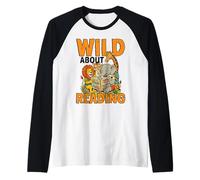 Wild About Reading Jungle Animals Bookworm Books Raglan Baseball Tee