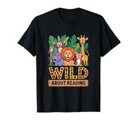 Wild About Reading Jungle Animals Teacher T-Shirt