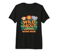 Wild About Second Grade 2nd Grader Jungle Animals Girls Boys Premium T-Shirt