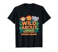 Wild About Second Grade 2nd Grader Jungle Animals Girls Boys Value Graphic T-Shirt
