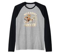 Wild About Soccer Tiger Cute Sports Animal Raglan Baseball Tee