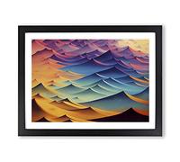 Wild Abstract Mountains Framed Wall Art Print A2 Black