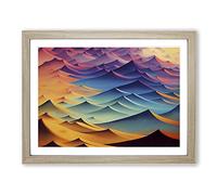 Wild Abstract Mountains Framed Wall Art Print A2 Oak