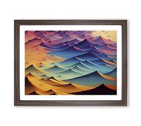 Wild Abstract Mountains Framed Wall Art Print A2 Walnut