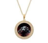 Wild Alligator Pattern Multicolored Diamond Necklace Dainty Round Pendants Jewelry for Women Golden-style