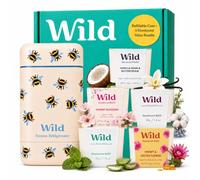 Wild Aluminium Free Refillable Natural Deodorant Starter Kit - Bee Case with Refills in a Variety of Fresh Scents 5 x 40g - Long Lasting 24 Hour Odour Protection - Vegan Friendly & Gentle on Skin