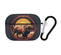 Wild American Bison Mountains AirPods Pro Case Cover with Keychain Ring PC Hard Shell Protective Case for AirPods Pro 2nd for Women Men Generation Easy Open Full Drop Protection Cover Black-Style