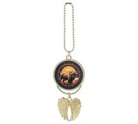 Wild American Bison Mountains Car Hanging Ornament Rear View Mirror Pendant Lucky Presents Hanging Ornament Funny Car Pendant for Office Auto Home Decoration Golden-Style