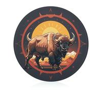Wild American Bison Mountains Cutting Board for Kitchen Mini Cheese Chopping Board Round Tempered Glass Chopping Block for Picnic Cutting Pizza Meat Fruit(7.9 Inch)