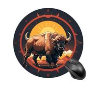 Wild American Bison Mountains Round Mouse Pad Smooth Glide Gaming Mousepad Extra Density Portable Comfortable Mouse Mat for Desk, Home, Office 7.8x7.8 Inches