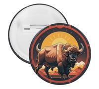 Wild American Bison Mountains Tinplate Badge Personalized Round Brooch Large Craft Button Suitable for Teachers, Nurses, Doctors, Staff, Party Gift Accessories, 20pcs, Plastic, plastics