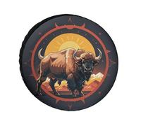 Wild American Bison Mountains Tire Covers Waterproof Anti UV Tire Cover 26inch Single Axle Wheel Covers for RV Truck SUV Trailer Universal for All Seasons