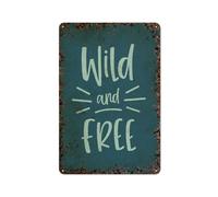 Wild And Free Art, Blue, Adventure for Nursery, Interesting home wall art decoration, personalization idea, vintage metal tin, bedroom decoration, stylish and simple office, home coffee wall de