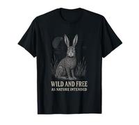 Wild and Free - As Nature Intended - Hare Scandi Design T-Shirt