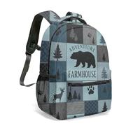 Wild and Free Black White Horse Print Backpack 16 Inch Boho Tribal Geometric Woodgrain Arrow Pattern Artistic Travel Rucksack (05)