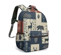 Wild and Free Black White Horse Print Backpack 16 Inch Boho Tribal Geometric Woodgrain Arrow Pattern Artistic Travel Rucksack (11)