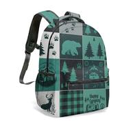 Wild and Free Black White Horse Print Backpack 16 Inch Boho Tribal Geometric Woodgrain Arrow Pattern Artistic Travel Rucksack (20)