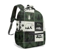 Wild and Free Black White Horse Print Backpack 16 Inch Boho Tribal Geometric Woodgrain Arrow Pattern Artistic Travel Rucksack (03)