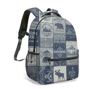 Wild and Free Black White Horse Print Backpack 16 Inch Boho Tribal Geometric Woodgrain Arrow Pattern Artistic Travel Rucksack (07)