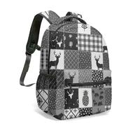 Wild and Free Black White Horse Print Backpack 16 Inch Boho Tribal Geometric Woodgrain Arrow Pattern Artistic Travel Rucksack (12)