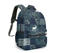 Wild and Free Black White Horse Print Backpack 16 Inch Boho Tribal Geometric Woodgrain Arrow Pattern Artistic Travel Rucksack (10)