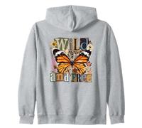 Wild and Free Monarch Butterfly Collage Nature Lover Zip Hoodie