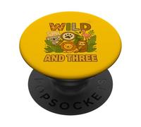 Wild and Three 3rd Birthday Safari Jungle Animal Boys Girls PopSockets Adhesive PopGrip