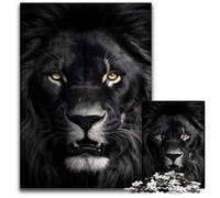 Wild Angry Black LION KING Puzzles for 1000 Piece Wooden Jigsaw Puzzles for Adults Home Decor Brain Teaser Game for TeenagersFamily Interaction 1000 PCS(75x50cm)