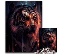 Wild Angry Tiger Rain 1000 Piece Jigsaw Puzzle Jigsaw Puzzles Challenging DIY Brain Teaser Perfect Family Game Or Decorative Gift 1000 PCS(38x26cm)