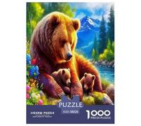 Wild animal brown bear Jigsaw Puzzles Puzzles for Adults Kids.1000 Piece Cartoon Colorful Great Gifts Challenge Toy Educational Game Home Decoration for Educational Games Gifts 38x26cm/1000pcs